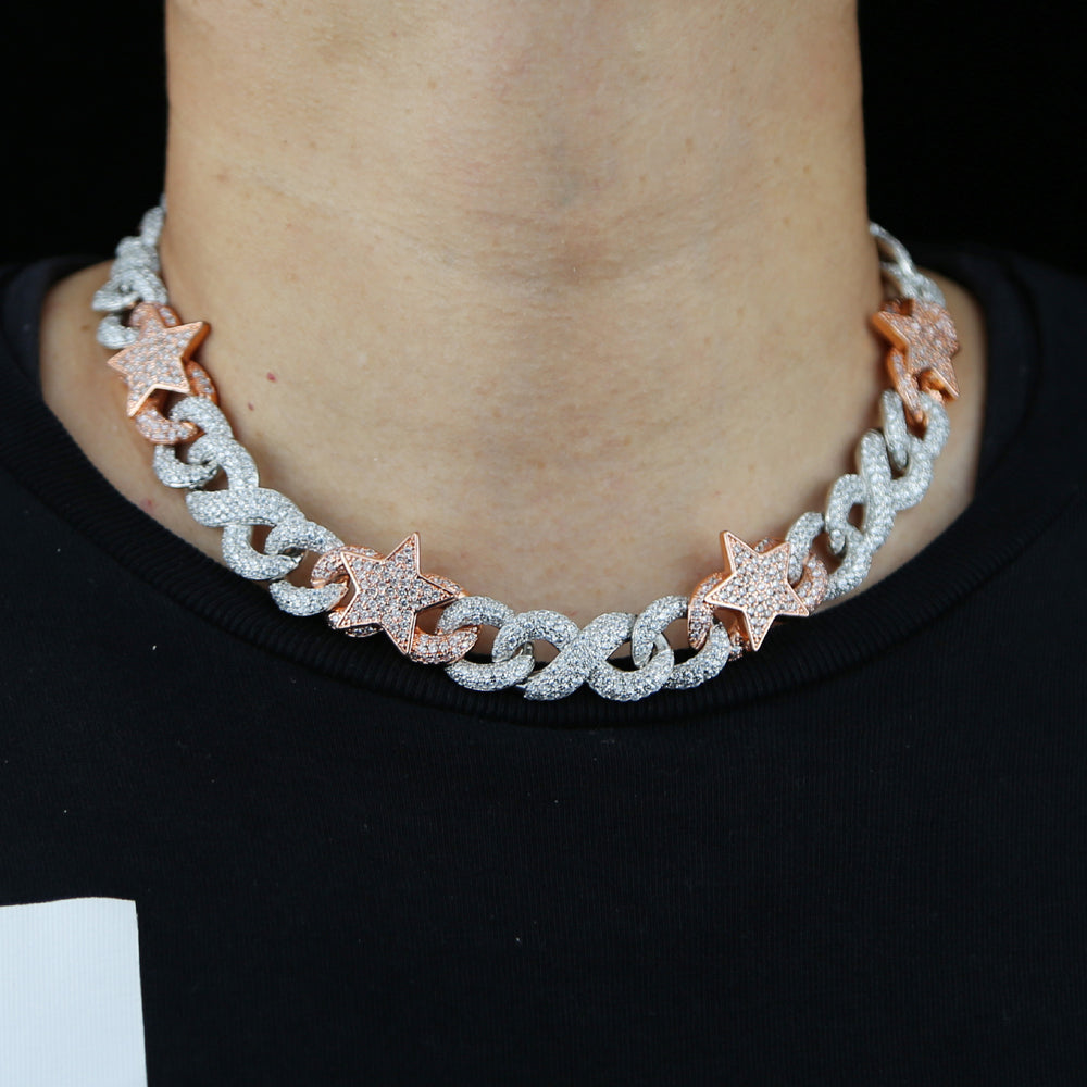 Two Tone Star Eyed Cuban Necklace