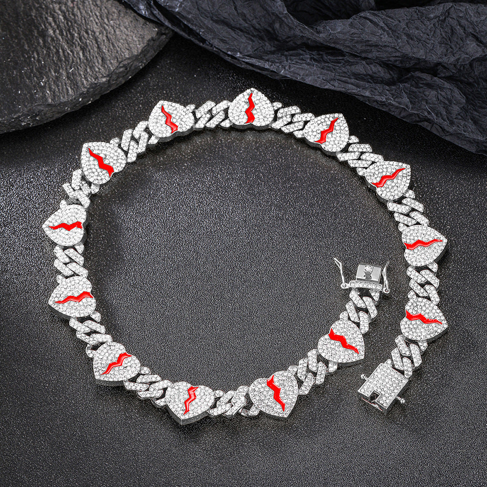 Broken Heart Cuban Link Bracelet /Chain