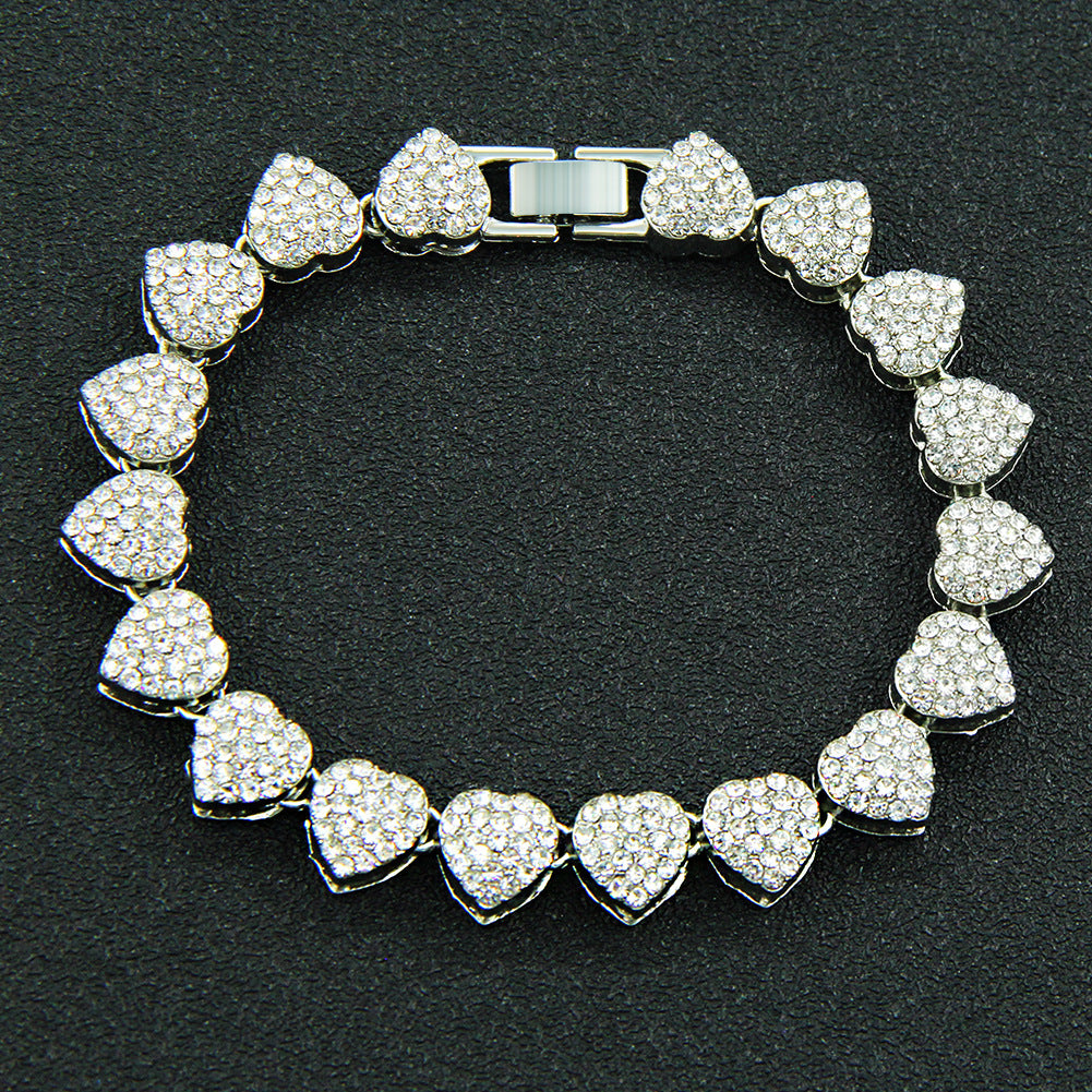 Diamond Heart Stitching Cuban Bracelet