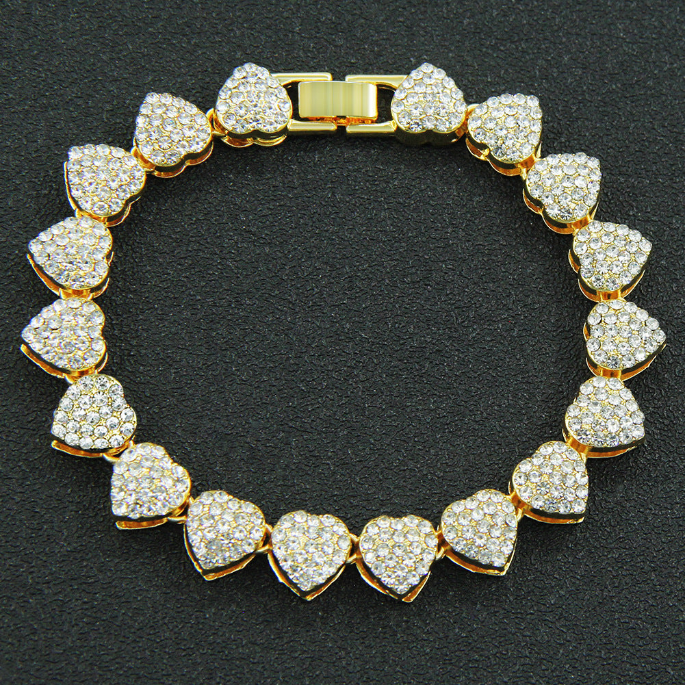 Diamond Heart Stitching Cuban Bracelet