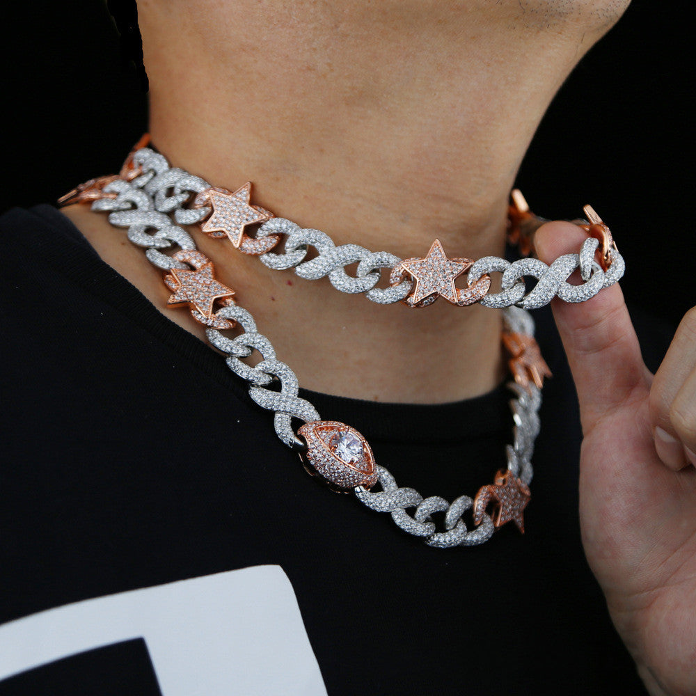 Two Tone Star Eyed Cuban Necklace
