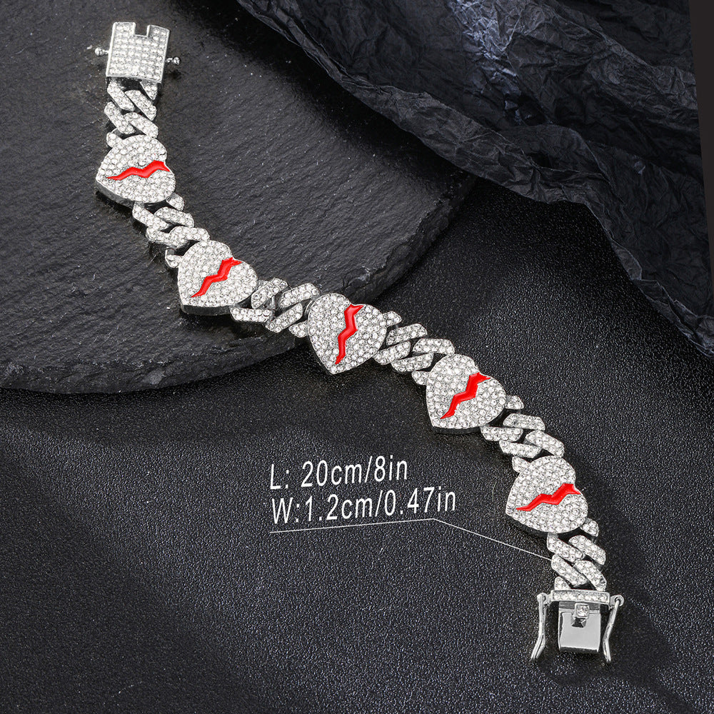 Broken Heart Cuban Link Bracelet /Chain