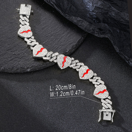 Broken Heart Cuban Link Bracelet /Chain