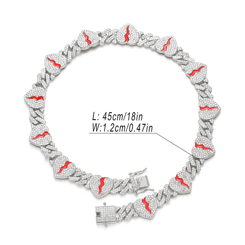Broken Heart Cuban Link Bracelet /Chain