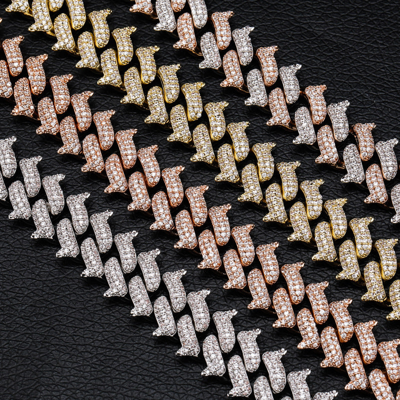 Spiked Out Miami Box Clasp Cuban Chain Zircon Necklace
