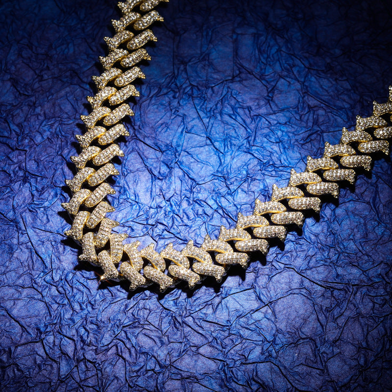 Spiked Out Miami Box Clasp Cuban Chain Zircon Necklace