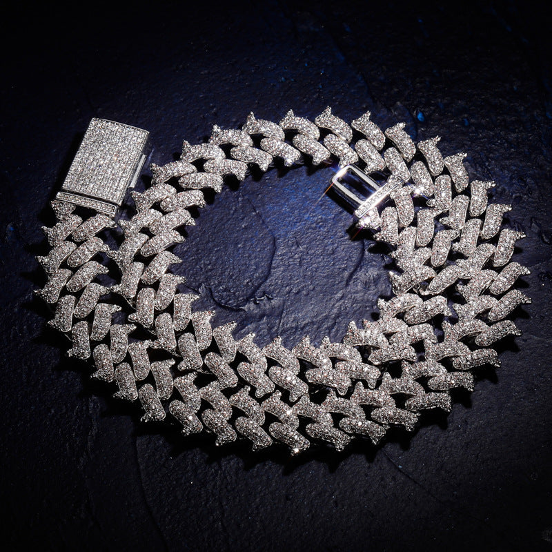 Spiked Out Miami Box Clasp Cuban Chain Zircon Necklace