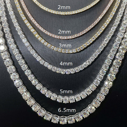 .925 Single Row Moissanite Tennis Necklace