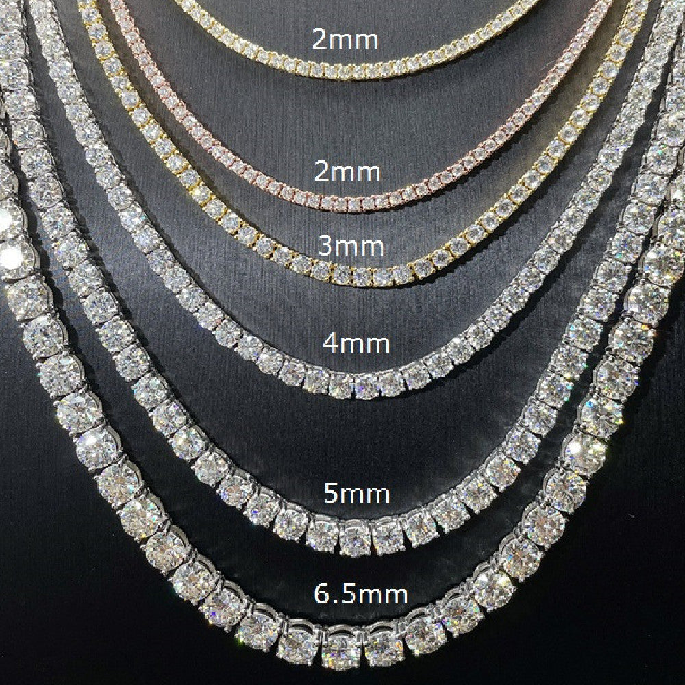 .925 Single Row Moissanite Tennis Necklace