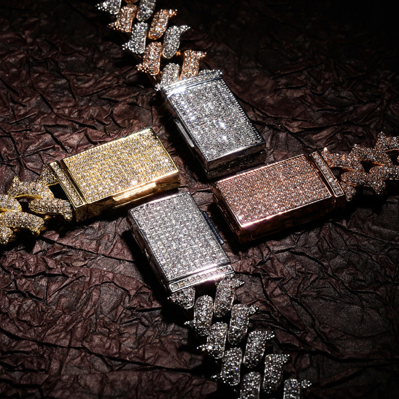 Spiked Out Miami Box Clasp Cuban Chain Zircon Necklace