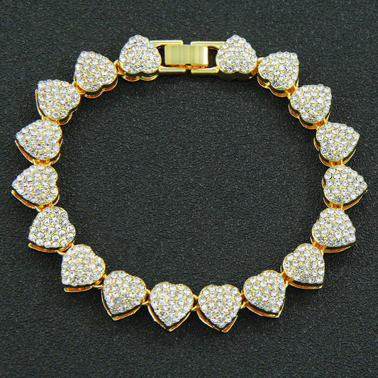 Diamond Heart Stitching Cuban Bracelet