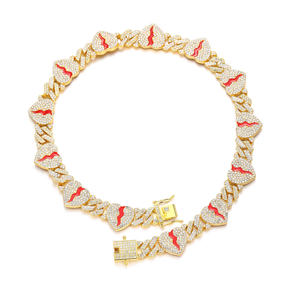 Broken Heart Cuban Link Bracelet /Chain