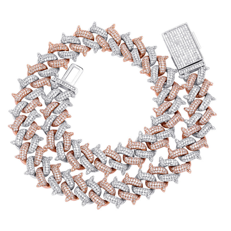 Spiked Out Miami Box Clasp Cuban Chain Zircon Necklace