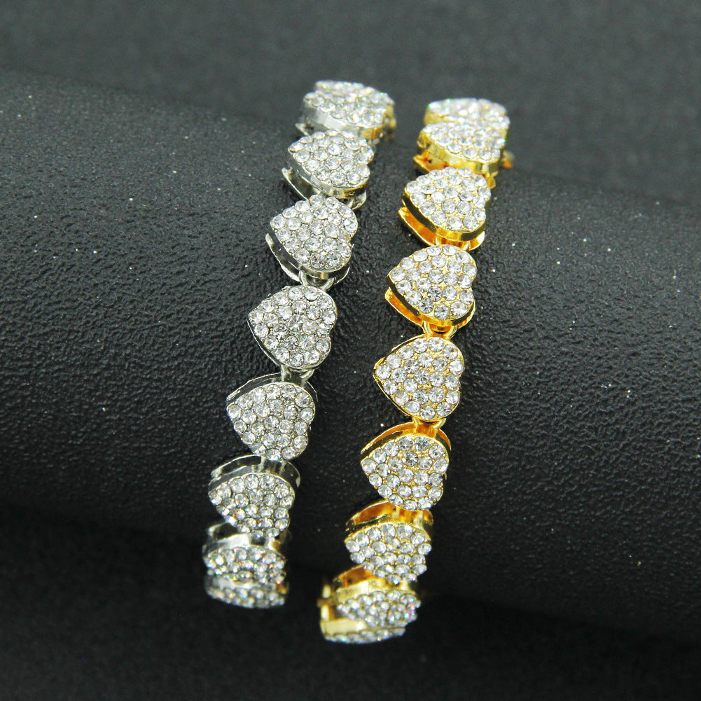 Diamond Heart Stitching Cuban Bracelet