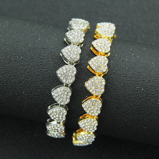 Diamond Heart Stitching Cuban Bracelet