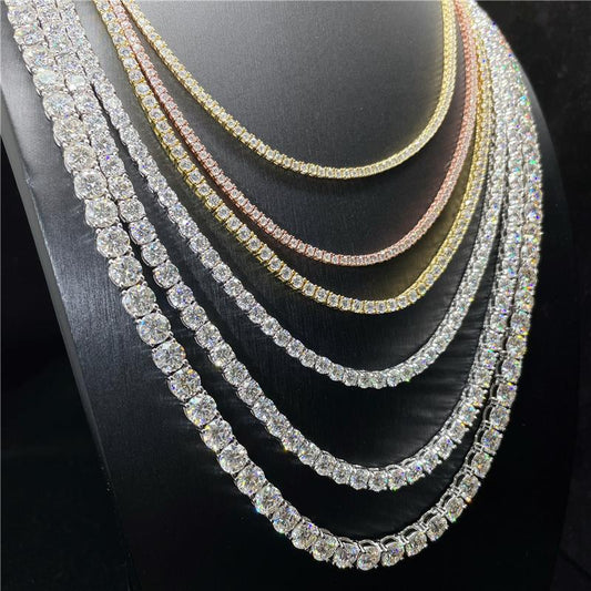 .925 Single Row Moissanite Tennis Necklace
