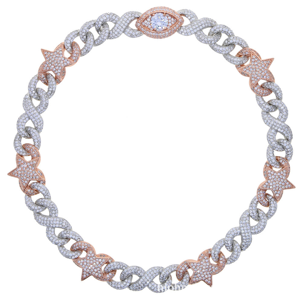 Two Tone Star Eyed Cuban Necklace