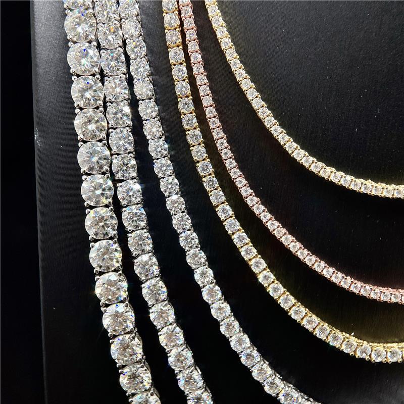 .925 Single Row Moissanite Tennis Necklace