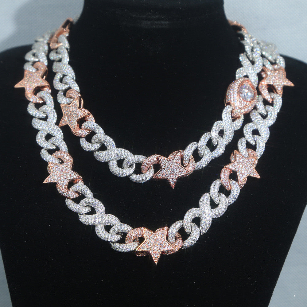 Two Tone Star Eyed Cuban Necklace