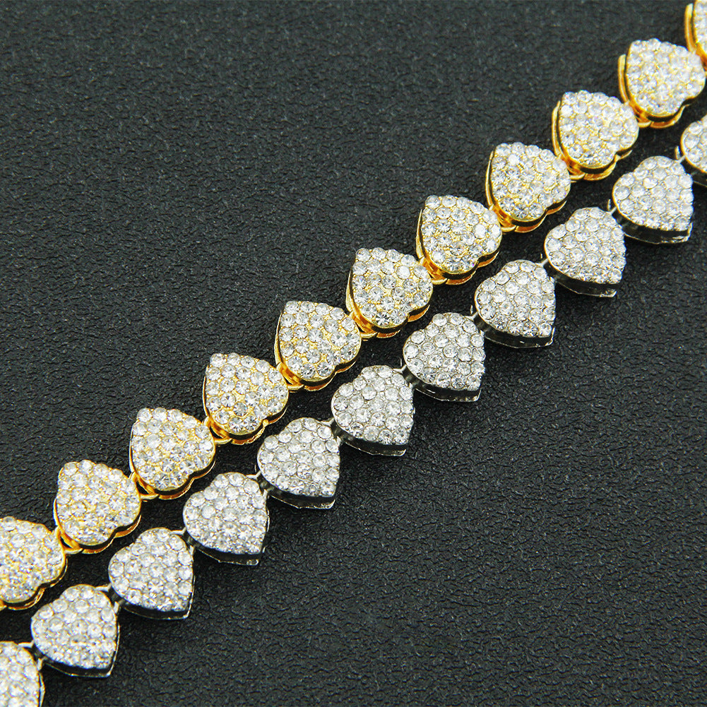 Diamond Heart Stitching Cuban Bracelet