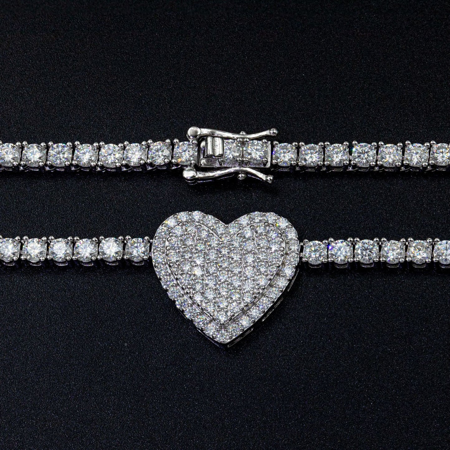 925 Silver Double Rose Moissanite Necklace