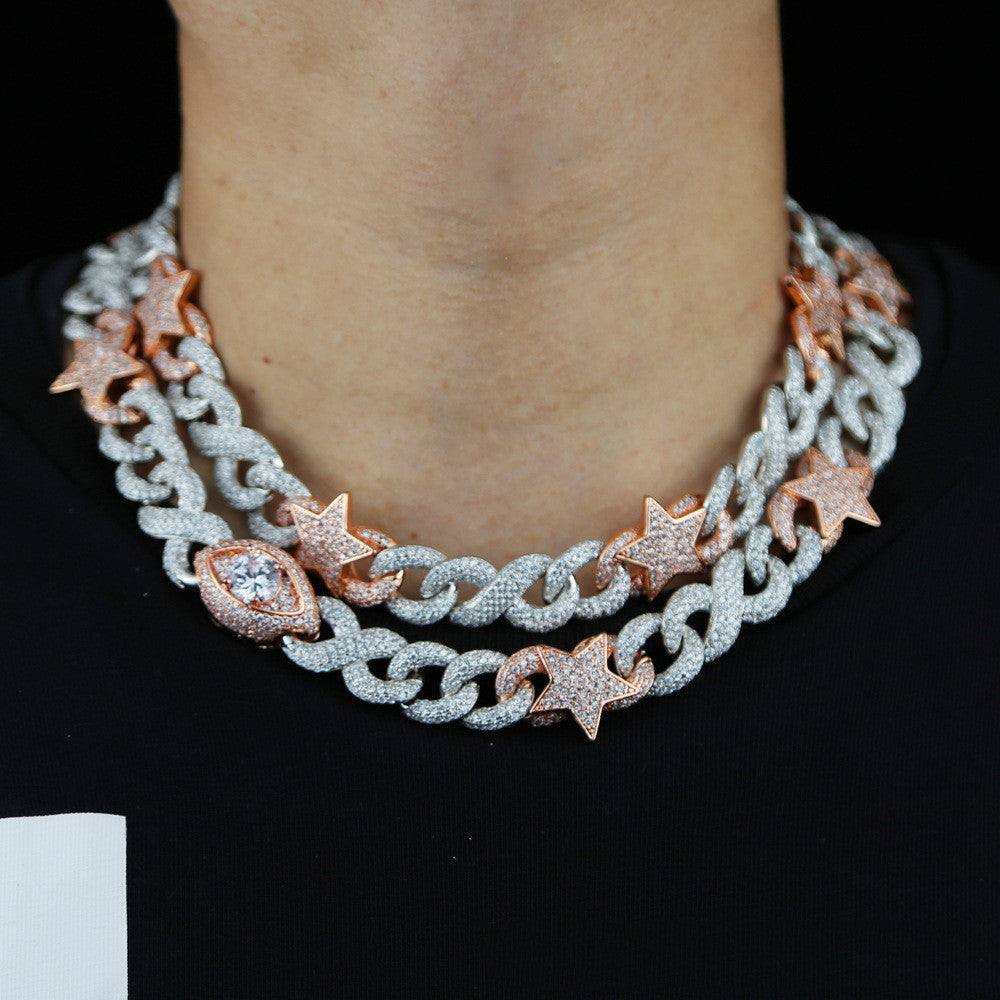 Two Tone Star Eyed Cuban Necklace