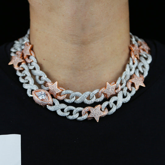 Two Tone Star Eyed Cuban Necklace